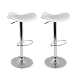 Stool Set of 2 Gas Lift Bar Stools PU Leather - White and Chrome