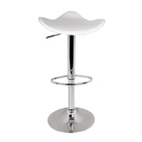 Stool Set of 2 Gas Lift Bar Stools PU Leather - White and Chrome