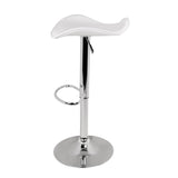 Stool Set of 2 Gas Lift Bar Stools PU Leather - White and Chrome