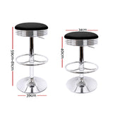 Stools Set of 2 Backless PU Leather Bar Stools - Black and Chrome