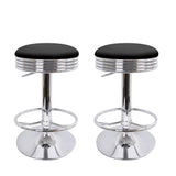 Stools Set of 2 Backless PU Leather Bar Stools - Black and Chrome