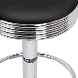 Stools Set of 2 Backless PU Leather Bar Stools - Black and Chrome