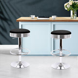 Stools Set of 2 Backless PU Leather Bar Stools - Black and Chrome