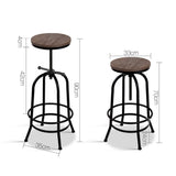 Stool with Round Seat Made from Wood and Metal Swivel seat - Black and Brown