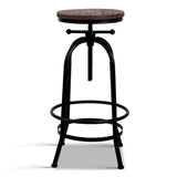 Stool with Round Seat Made from Wood and Metal Swivel seat - Black and Brown