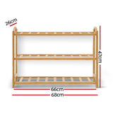 Shoe Rack Stackable 3 level Organiser Wooden Stand Shelf 3 Shelves 68cm x 26cm x 47cm