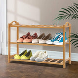 Shoe Rack Stackable 3 level Organiser Wooden Stand Shelf 3 Shelves 68cm x 26cm x 47cm