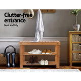 Storage and Seat Shoe Rack Wooden Seat Bench Organiser Shelf Stool  70 x 46 x 25.5 cm