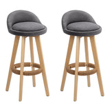 Stool Set of 2 Fabric Backrest Bar Stools - Grey