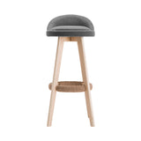 Stool Set of 2 Fabric Backrest Bar Stools - Grey