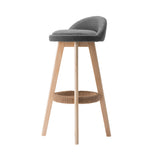 Stool Set of 2 Fabric Backrest Bar Stools - Grey