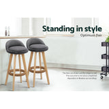 Stool Set of 2 Fabric Backrest Bar Stools - Grey