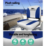Boat Seats Set of 2 Folding Swivel Boat Seats - Grey & Blue