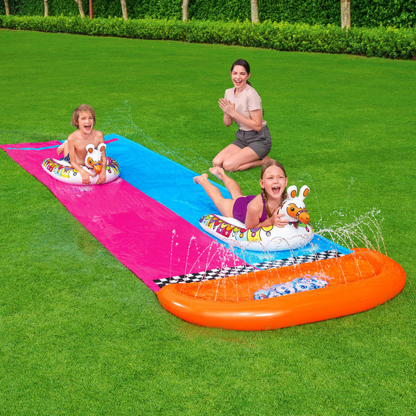 Slide with Water and Slip Kids Splash water fun Outdoor joy