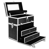 Makeup Portable Cosmetic Beauty Makeup Carry Case with Mirror -Black