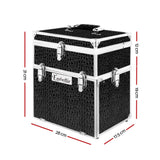 Makeup Portable Cosmetic Beauty Makeup Carry Case with Mirror -Black