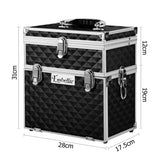 Makeup Portable Cosmetic Beauty Makeup Carry Case with Mirror - Diamond Black