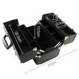 Makeup Portable Cosmetic Beauty Makeup Case - Black & Gold