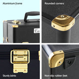 Makeup Portable Cosmetic Beauty Makeup Case - Black & Gold