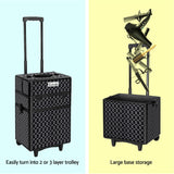 Case Trolley Case portable Smart Dividing For Cosmetic Beauty Makeup -Black D