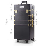 Case Trolley Case portable Smart Dividing For Cosmetic Beauty Makeup  - Black & Gold