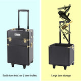 Case Trolley Case portable Smart Dividing For Cosmetic Beauty Makeup  - Black & Gold