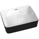 Sink 48cm x 37cmCeramic Bathroom Sink Vanity Basin Above Counter Basins Bowl Black White