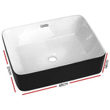Sink 48cm x 37cmCeramic Bathroom Sink Vanity Basin Above Counter Basins Bowl Black White