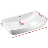 Sink 60 x 38.5 x 13cm Ceramic Rectangle Sink Bowl - White