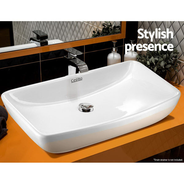 Sink 60 x 38.5 x 13cm Ceramic Rectangle Sink Bowl - White