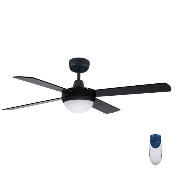 Ceiling Fan 52" With Light, Fan with 45W Reverse motor for summer or winter mode - Black