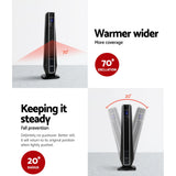 Heater Ceramic 2400W Tower Fan  Electric Heater Tower Fan Heater Portable Oscillating with Remote Control  Black