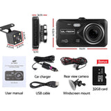 Car camera Dual Camera 4 Inch Dash Camera back and front- Black