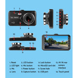 Car camera Dual Camera 4 Inch Dash Camera back and front- Black