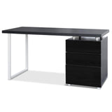 Desk office desk 140cm x 60cm x 72cm student desk workstation Metal Desk with 3 Drawers - Black