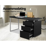 Desk office desk 140cm x 60cm x 72cm student desk workstation Metal Desk with 3 Drawers - Black