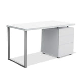 Desk Office desk 140 x 60 x 72cm student desk Metal Desk with 3 Drawers - White