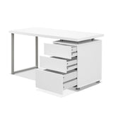 Desk Office desk 140 x 60 x 72cm student desk Metal Desk with 3 Drawers - White