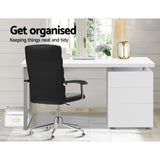 Desk Office desk 140 x 60 x 72cm student desk Metal Desk with 3 Drawers - White