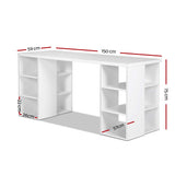 Desk Office desk student desk Craft Desk Sewing Desk 3 tier Desk Storage & as Bookshelf - White