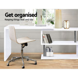 Desk Adjustable desk folding in middle desk rotating space saver Corner Desk with Bookshelf - White Stand