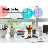 Desk Adjustable desk folding in middle desk rotating space saver Corner Desk with Bookshelf - White Stand
