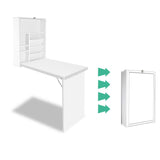 Desk folding desk wall space saver Foldable Desk with Bookshelf – White