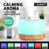 Diffuser with light Remote Control  and mist humidifier purifier night light Aroma dispenser  Aroma device  Round Light Wood Grain for 500ml