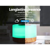 Diffuser with light Remote Control  and mist humidifier purifier night light Aroma dispenser  Aroma device  Round Light Wood Grain for 500ml