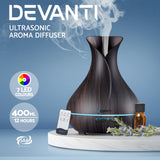 Diffuser with Four in one functions Aroma Diffuser and remote control- Lights Effects- Dark Wood 400ml