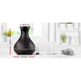 Diffuser with Four in one functions Aroma Diffuser and remote control- Lights Effects- Dark Wood 400ml