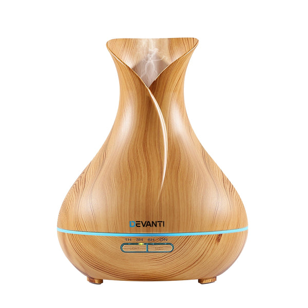 Diffuser with light effects for 400ml with remote control humidifier purifier night light Mist Aroma dispenser- Light Wood