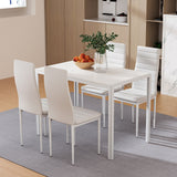 Dining Chairs and Table White Dining Set 4 Chair Set Of 5 Wooden Top
