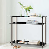 Table Hallway Stand Entry Table  - 90 x 30 x 74.5cm Black & Silver